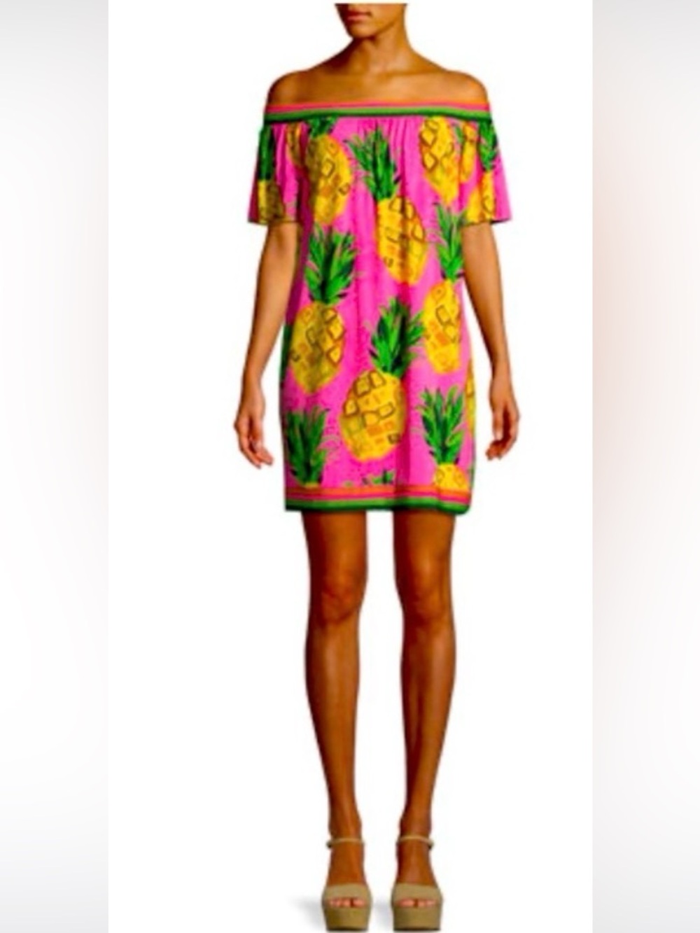 #21 Trina Turk size Med 
Kelso Matte Jersey Off-the-Shoulder Pineapple Dress